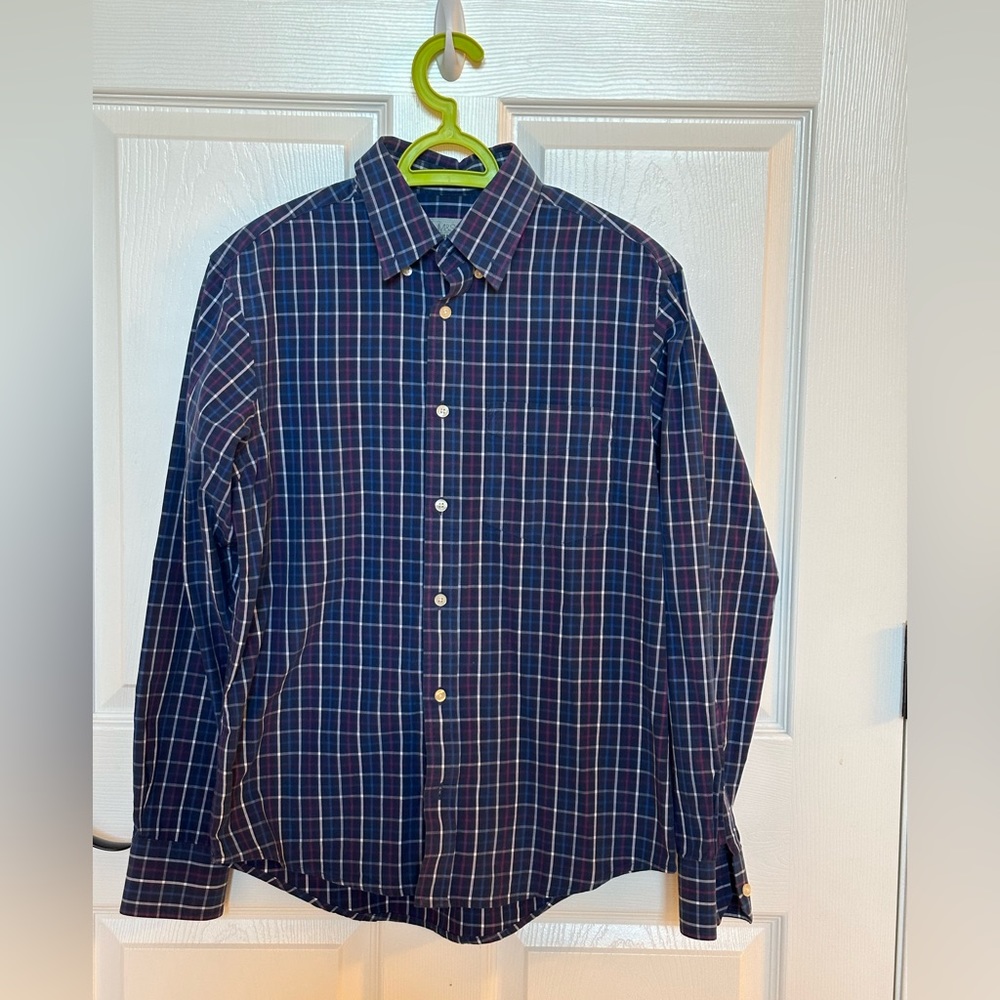 Marks&Spencer Regular Fit Cotton Blue Plaid Long Sleeve Button Front Shirt